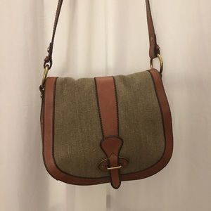 Fossil leather saddle bag
